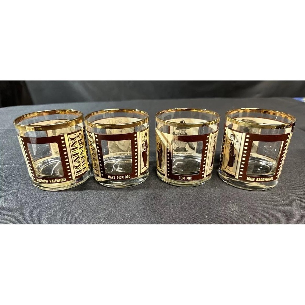 Vintage HouzeArt Silent Movie Stars Rocks Glasses Set 4 Charlie Chaplin 1970s - Picture 4 of 16